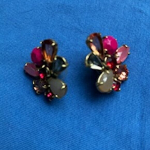 J.Crew Floral Crystal assorted colors post earrings - Picture 2 of 7